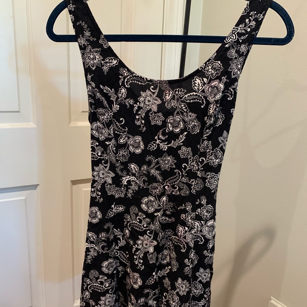 Black floral mini dress